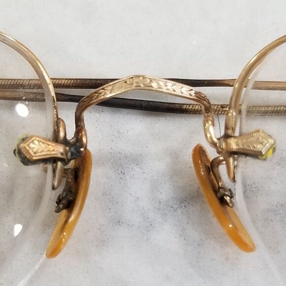 Vintage 12k gold filled Eyeglasses frames and lenses unknown script with case main image 5